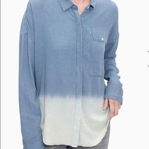 SPLENDID BUTTON DOWN BLOUSE - CLASSIC BUTTON OMBRÉ SHIRT S NEW